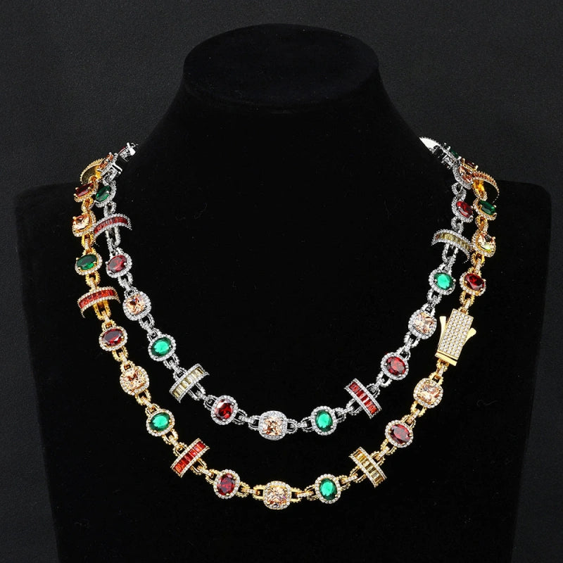 6mm Iced Out Royal Gem Chain – White Gold Plated