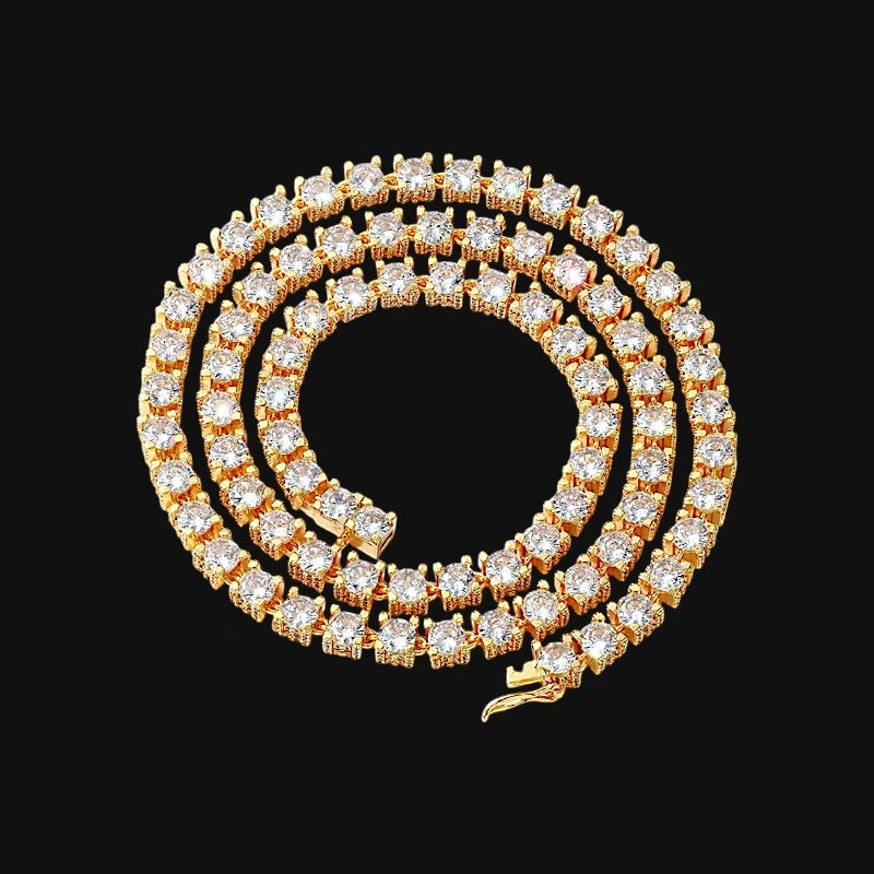 6mm Iced Out Prong Set Tennis Chain – White Gold Plated