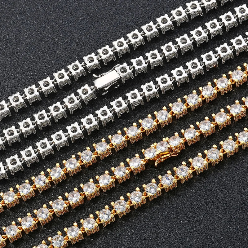 6mm Iced Out Prong Set Tennis Chain – White Gold Plated