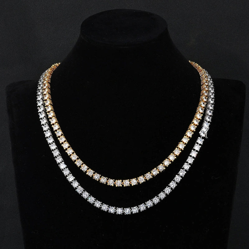 6mm Iced Out Prong Set Tennis Chain – White Gold Plated
