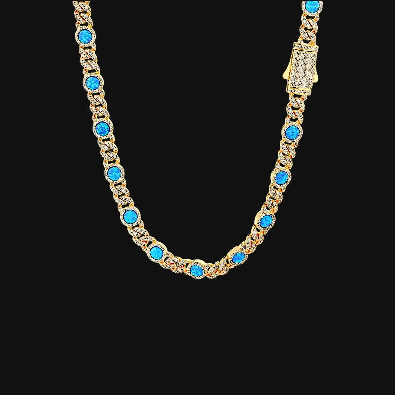 8mm Iced Out Bezel Cuban Chain – White Gold Plated