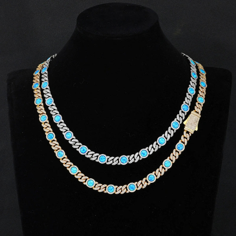 8mm Iced Out Bezel Cuban Chain – White Gold Plated