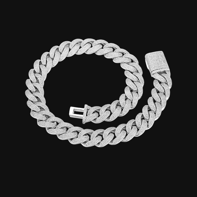 20mm Iced Out Classic Cuban Link Chain – White Gold Plated