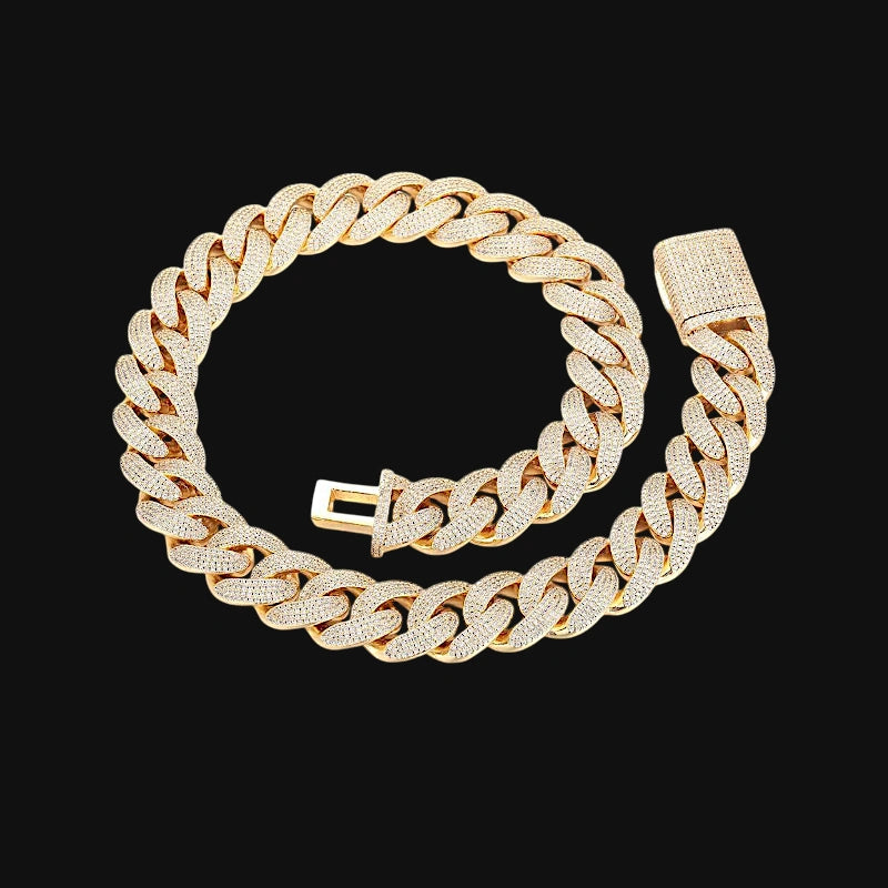 20mm Iced Out Classic Cuban Link Chain – White Gold Plated