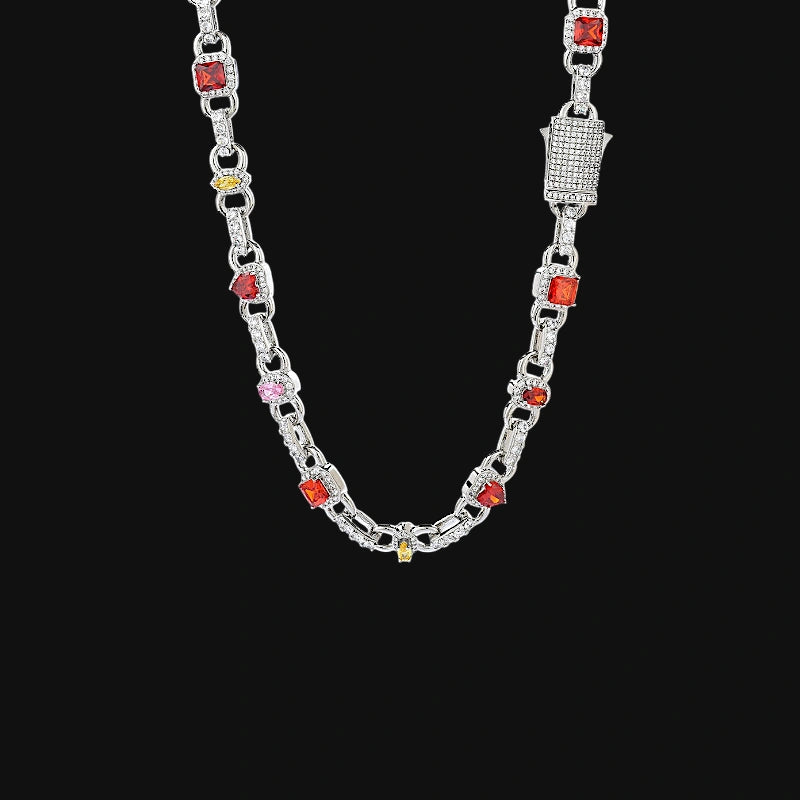 Iced Out Baroque Link Chain – White Gold Plated