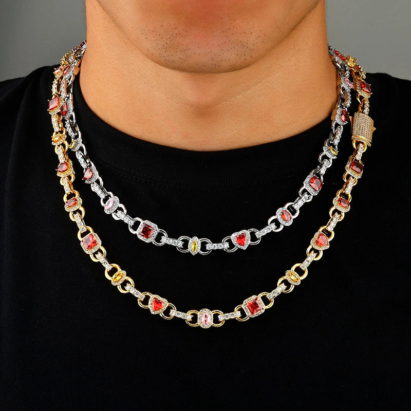 Iced Out Baroque Link Chain – White Gold Plated