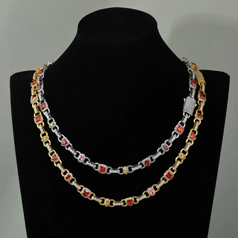 Iced Out Baroque Link Chain – White Gold Plated