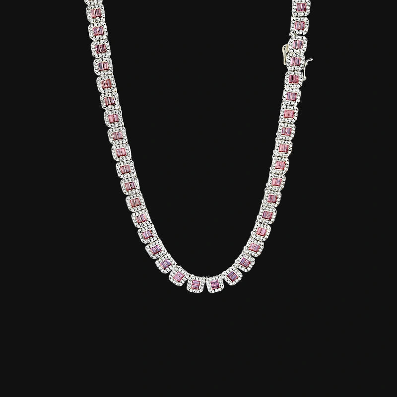 8 mm Iced Out Cluster Cut Chain – Hvidguldbelagt