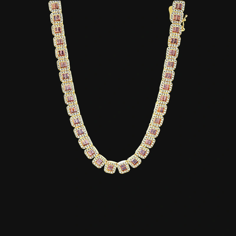 8 mm Iced Out Cluster Cut Chain – Hvidguldbelagt