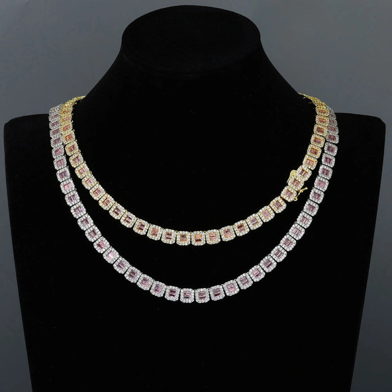 8 mm Iced Out Cluster Cut Chain – Hvidguldbelagt