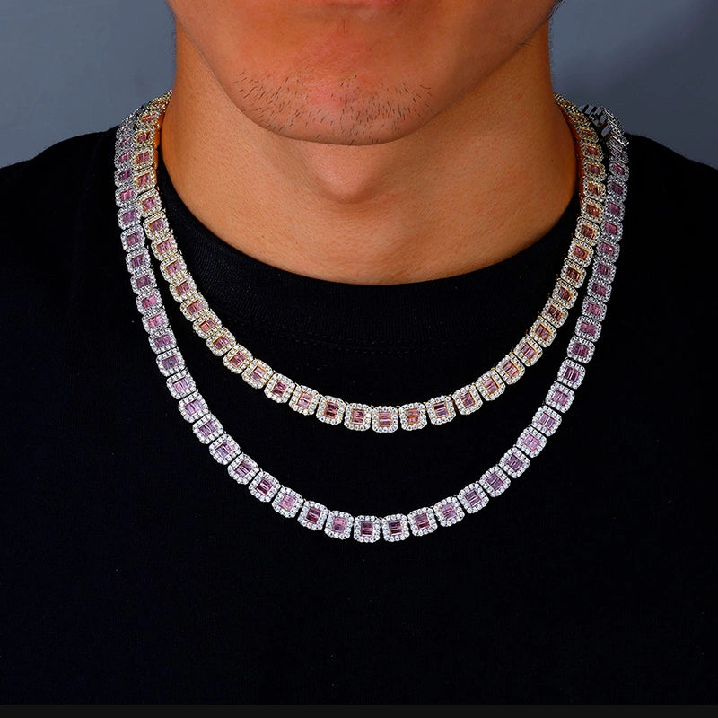 8 mm Iced Out Cluster Cut Chain – Hvidguldbelagt