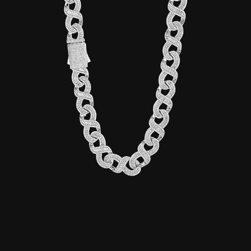 Iced Out S-Link Cuban Chain – White Gold Plated