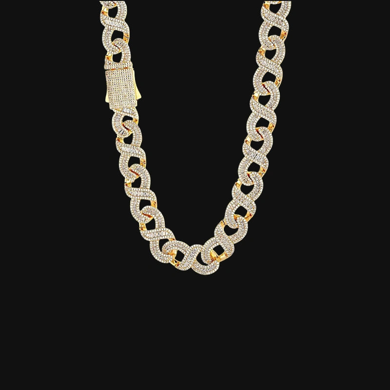 Iced Out S-Link Cuban Chain – White Gold Plated