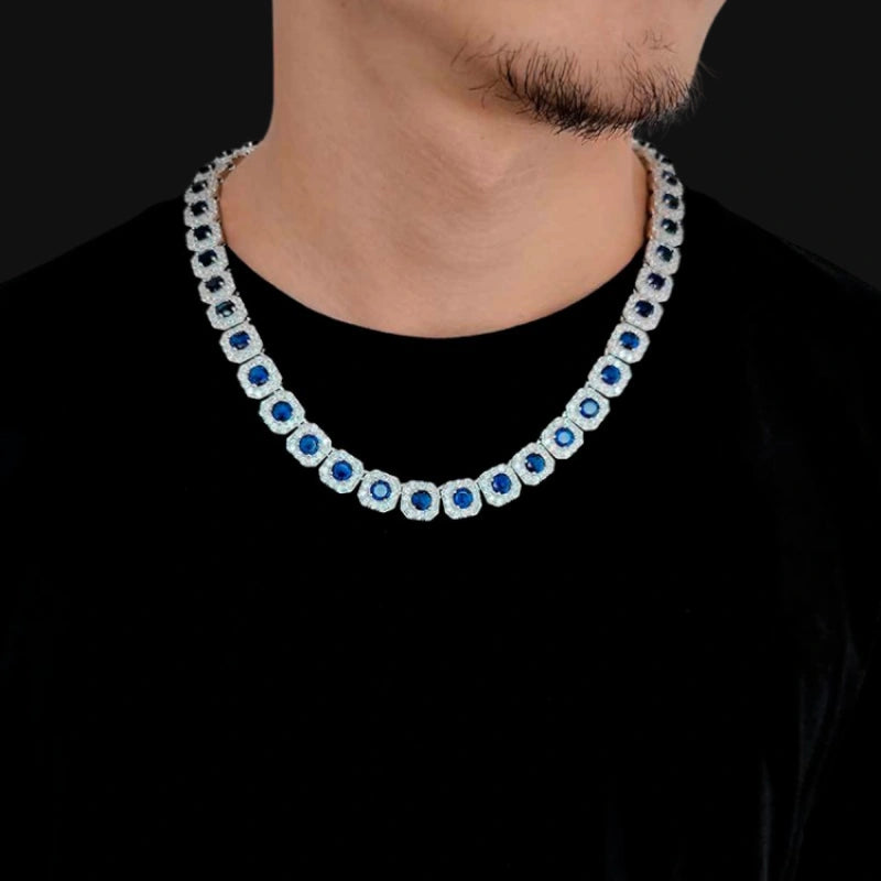 12mm Iced Out Cluster Chain – White Gold Plated