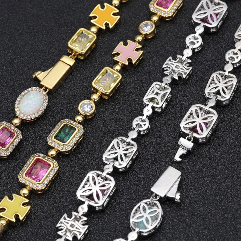 10 mm Iced Out Puzzle-Gliederkette – vergoldet