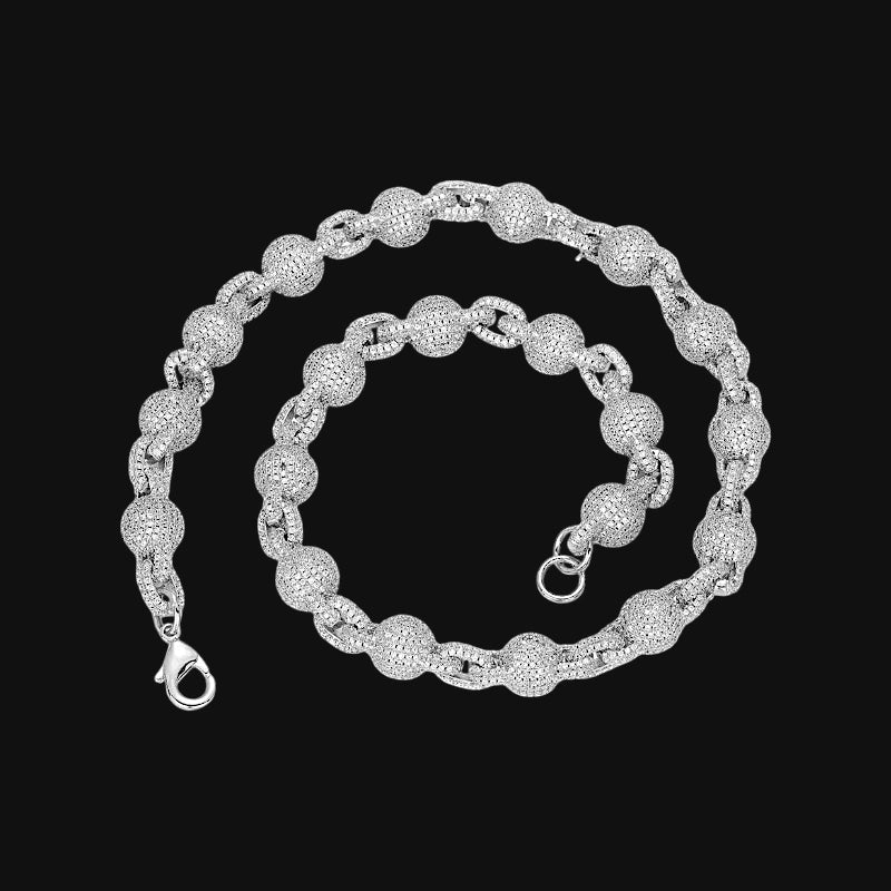10.5mm Iced Out Bubble Link Chain – White Gold Plated