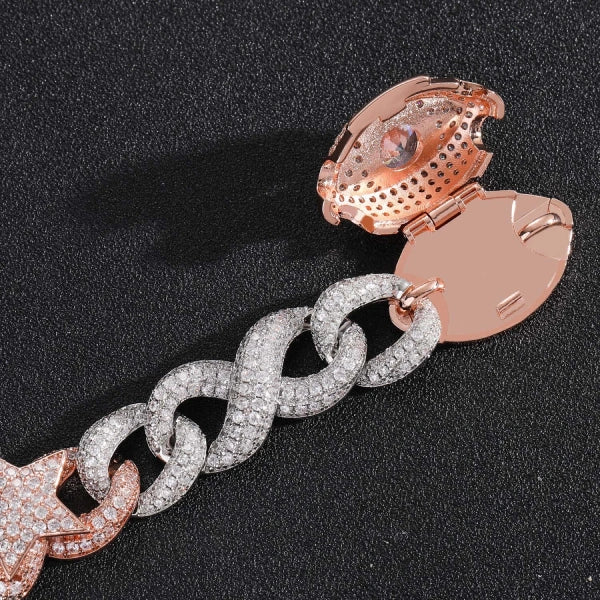 Iced Out Stern & Glieder Kubanische Kette – Weißgold plattiert