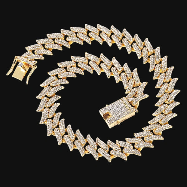 19 mm Iced Out Blütenblatt-Kette aus Kuba – Weißgold plattiert