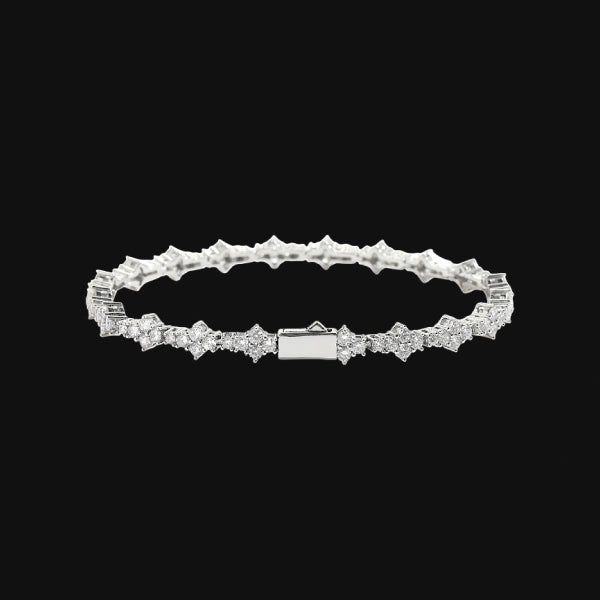 7 mm Iced Out Schneeflocken-Tennisarmband – Weißgold plattiert
