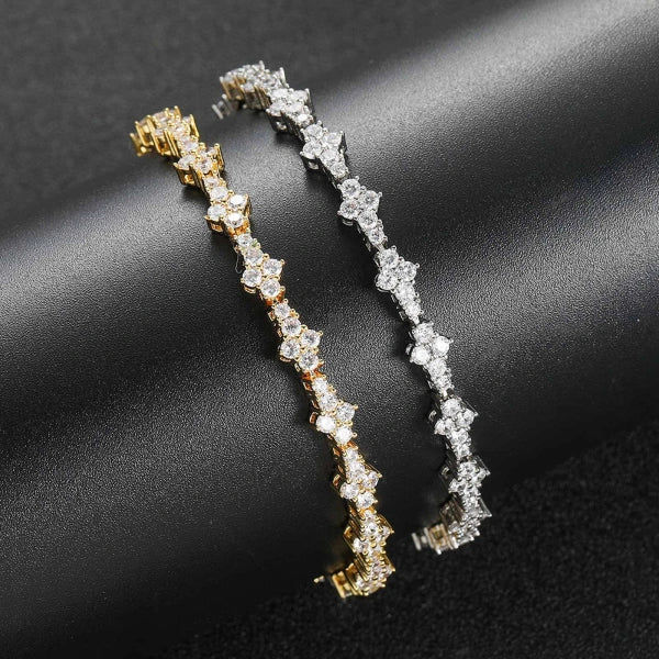 7 mm Iced Out Schneeflocken-Tennisarmband – Weißgold plattiert