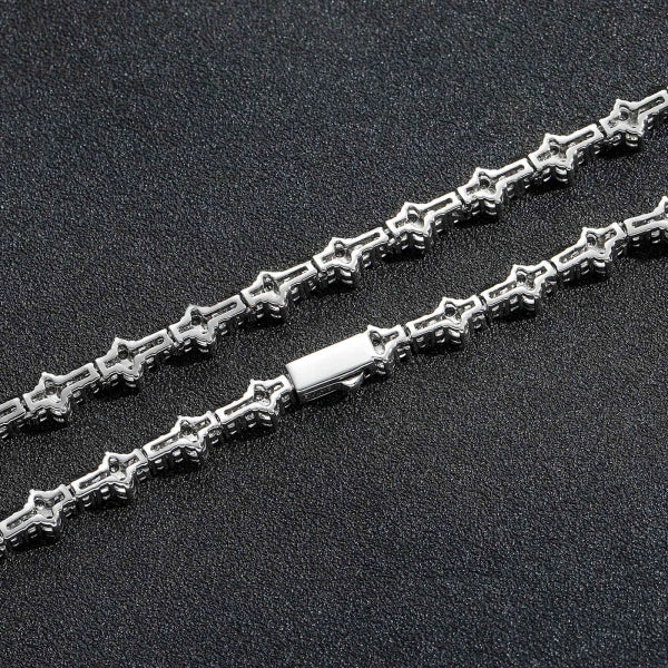 7 mm Iced Out Schneeflocken-Tennisarmband – Weißgold plattiert