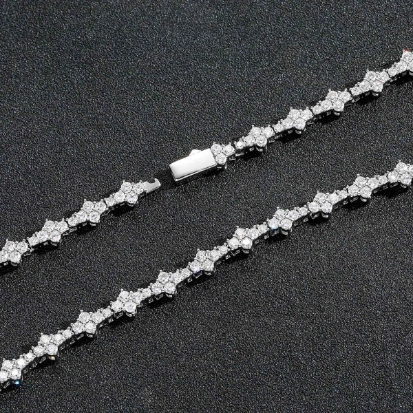 7 mm Iced Out Schneeflocken-Tennisarmband – Weißgold plattiert