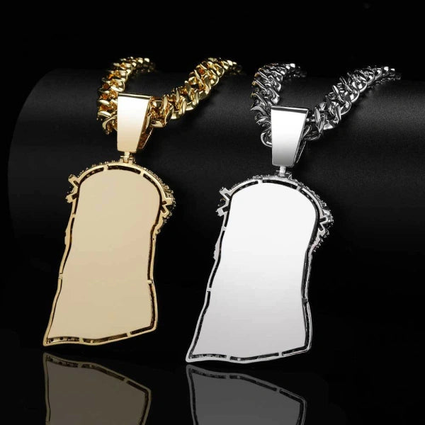 Braided Jesus Pendant – White Gold Plated