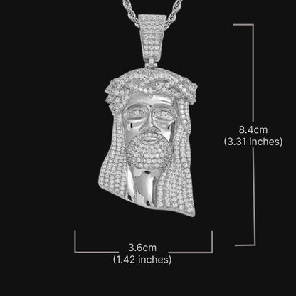 Braided Jesus Pendant – White Gold Plated