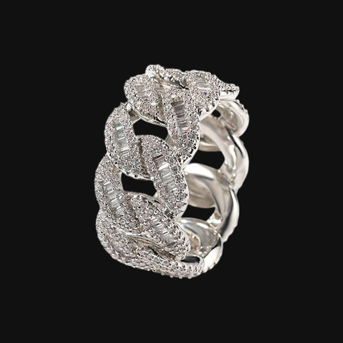 Cuban Flow Ring – Weißgold plattiert