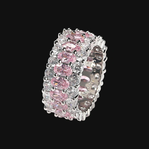Pink Ice Eternity Ring – Hvidguld belagt