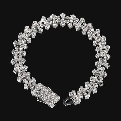 11,5 mm Gothic Cross Link armbånd – hvidguld belagt