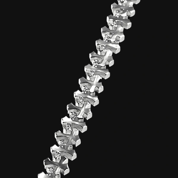 11,5 mm Gothic Cross Link armbånd – hvidguld belagt