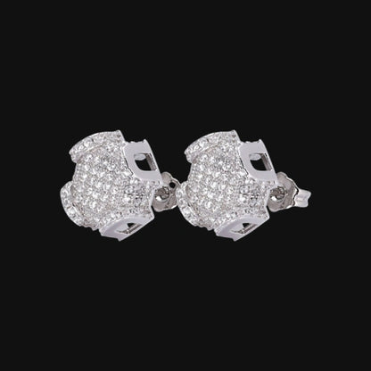 S925 Ice Court Moissanite  Studs - White Gold Plated