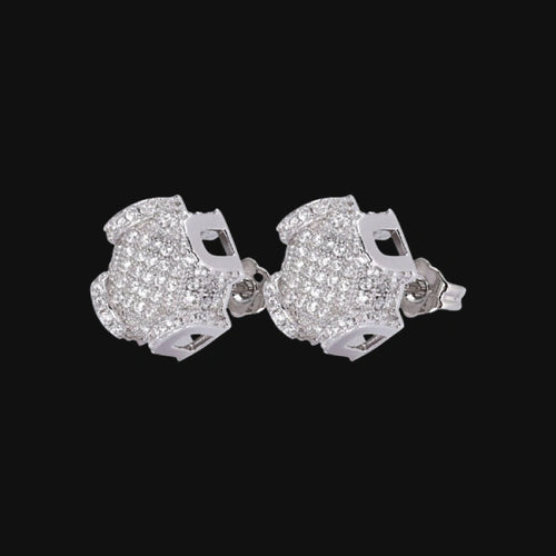 S925 Ice Court Moissanite  Studs - White Gold Plated
