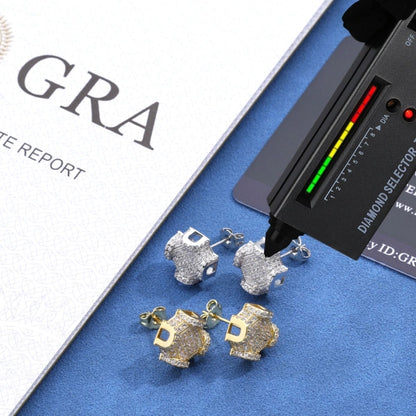 S925 Ice Court Moissanite  Studs - White Gold Plated