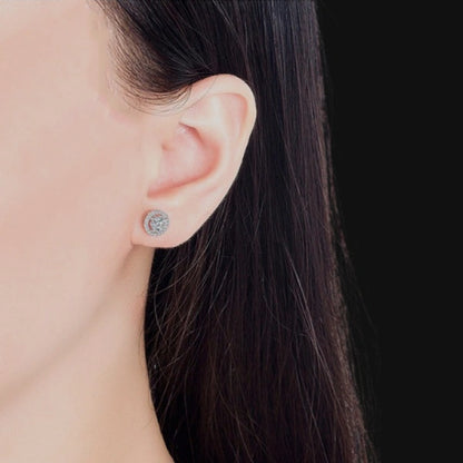 SClous d'oreilles ronds en moissanite 925 Classic Shine–Plaqué or blanc