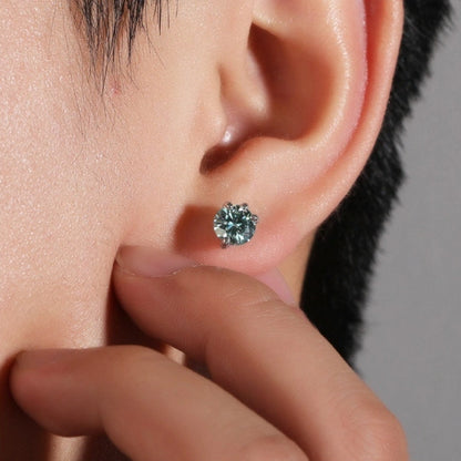SBoucles d'oreilles solitaires en or 925 et plaqué or blanc