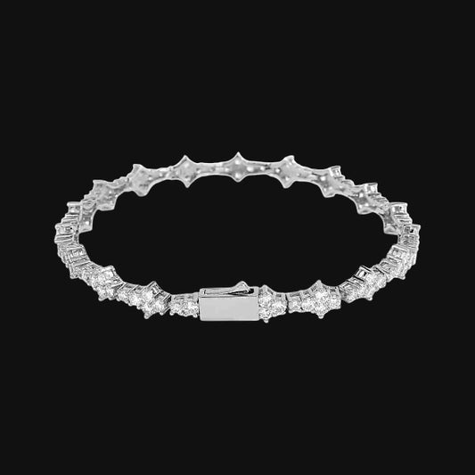 S925 Moissanit 7mm Iced Out Snowflake Tennisarmbånd – Hvidforgyldt
