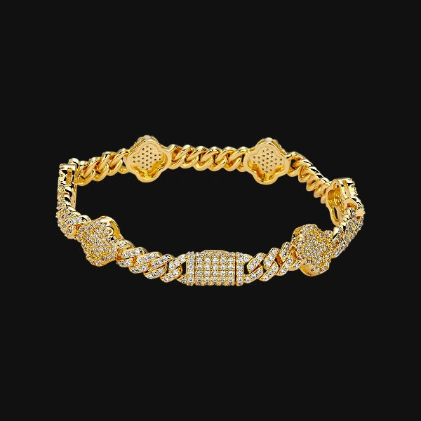 S925 Moissanit-Klee-Kubaner-Armband – Weißgold plattiert