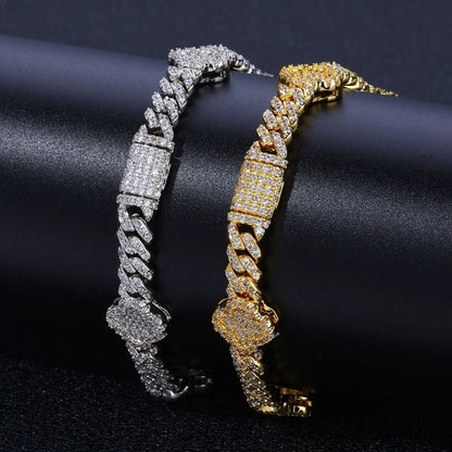 S925 Moissanit-Klee-Kubaner-Armband – Weißgold plattiert