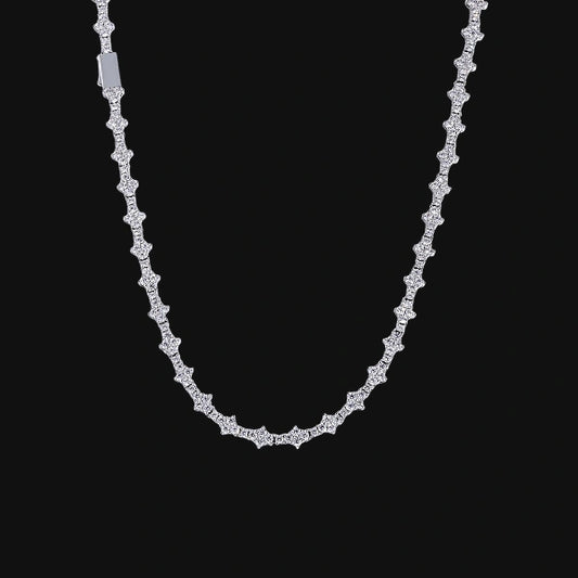 S925 Moissanit 7mm Iced Out Snowflake Tenniskæde – Hvidforgyldt