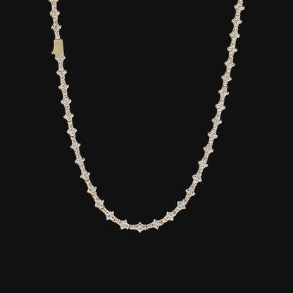 S925 Moissanite 3mm Iced Out Snowflake Tennis Chain – White Gold Plated