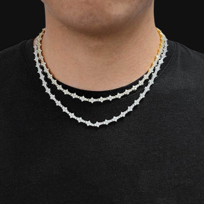S925 Moissanite 3mm Iced Out Snowflake Tennis Chain – White Gold Plated