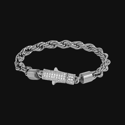 6mm Seilarmband – Weißgold plattiert