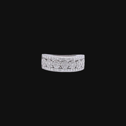 S925 Moissanit Triple Band Firkantet Ring - Hvidforgyldt