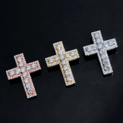 S925 Moissanite Cross Pendant – White Gold Plated