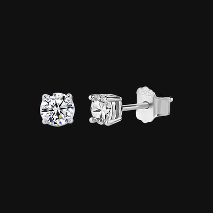 S925 Moissanite Classic Stud Earrings – White Gold Plated
