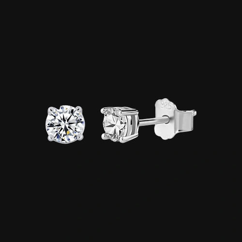 S925 Moissanite Classic Stud Earrings – White Gold Plated