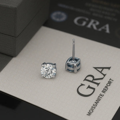 S925 Moissanite Classic Stud Earrings – White Gold Plated