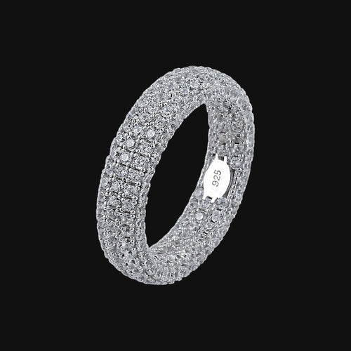 S925 Pavé Eternity Band – White Gold Plated